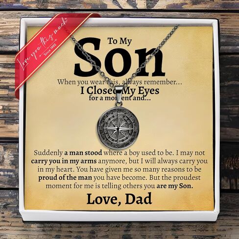 Meaningful Son Necklace Gift Set with Card from Parents, Son Gift from Mom and Dad, Best 21st Birthday Gift from Parents to Son in Saudi Arabia