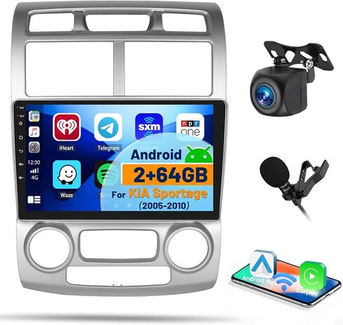 2+64GB Android Car Stereo for KIA Sportage Radio 2005-2010 with Wireless Apple Carplay Android Auto, 9 Inch Touch Screen in-Dash GPS Navigation Supports Mirror Link BT WiFi Backup Camera in Saudi Arabia