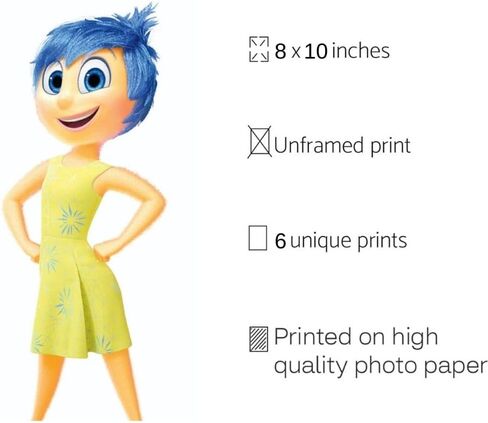 Generic Inside Out Character Poster Set - Wall Art Nursery - For Kids Bedroom Accessories - Joy, Anger, Bing Bong, Disgust, Fear, Sadness - 300 GSM Premium Matte Paper - 6 Pack - 8x10 Inch - Unframed in Saudi Arabia