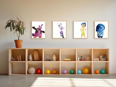 Generic Inside Out Character Poster Set - Wall Art Nursery - For Kids Bedroom Accessories - Joy, Anger, Bing Bong, Disgust, Fear, Sadness - 300 GSM Premium Matte Paper - 6 Pack - 8x10 Inch - Unframed in Saudi Arabia