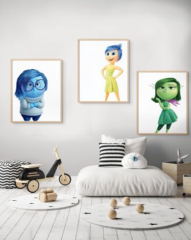 Generic Inside Out Character Poster Set - Wall Art Nursery - For Kids Bedroom Accessories - Joy, Anger, Bing Bong, Disgust, Fear, Sadness - 300 GSM Premium Matte Paper - 6 Pack - 8x10 Inch - Unframed in Saudi Arabia