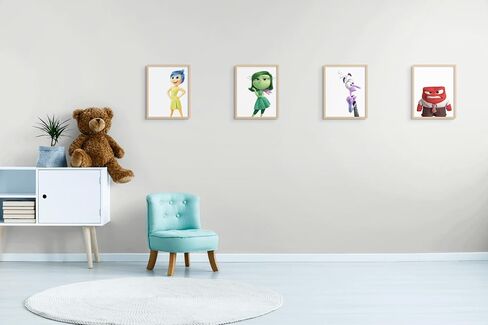 Generic Inside Out Character Poster Set - Wall Art Nursery - For Kids Bedroom Accessories - Joy, Anger, Bing Bong, Disgust, Fear, Sadness - 300 GSM Premium Matte Paper - 6 Pack - 8x10 Inch - Unframed in Saudi Arabia