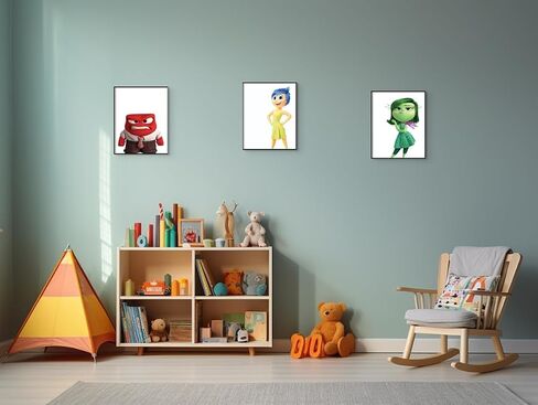 Generic Inside Out Character Poster Set - Wall Art Nursery - For Kids Bedroom Accessories - Joy, Anger, Bing Bong, Disgust, Fear, Sadness - 300 GSM Premium Matte Paper - 6 Pack - 8x10 Inch - Unframed in Saudi Arabia