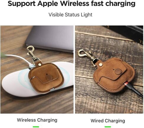 حافظة جلدية أصلية للجيل الثالث من AirPods 2021، حقيبة سفر محمولة من جلد البقر من Hiram Crazy Horse لأجهزة Airpods 3rd Gen، حافظات سماعات الرأس لحقيبة شحن AirPods من الجيل الثالث (بني) in Kuwait