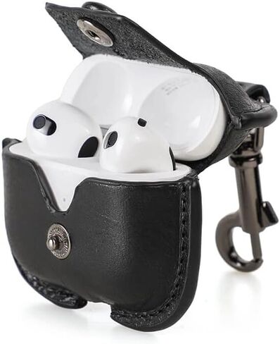 حافظة جلدية أصلية للجيل الثالث من AirPods 2021، حقيبة سفر محمولة من جلد البقر من Hiram Crazy Horse لأجهزة Airpods 3rd Gen، حافظات سماعات الرأس لحقيبة شحن AirPods من الجيل الثالث (بني) in Kuwait