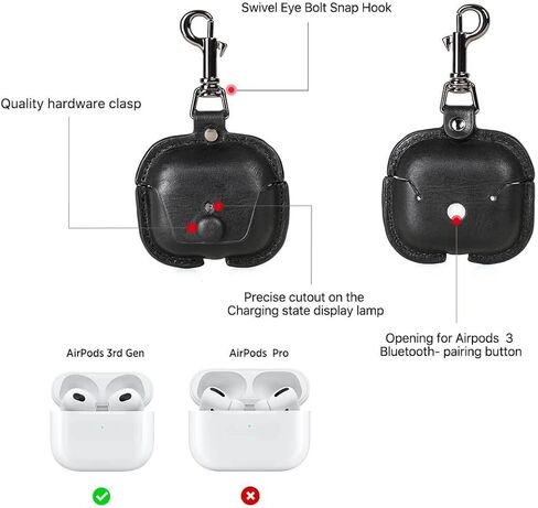 حافظة جلدية أصلية للجيل الثالث من AirPods 2021، حقيبة سفر محمولة من جلد البقر من Hiram Crazy Horse لأجهزة Airpods 3rd Gen، حافظات سماعات الرأس لحقيبة شحن AirPods من الجيل الثالث (بني) in Kuwait