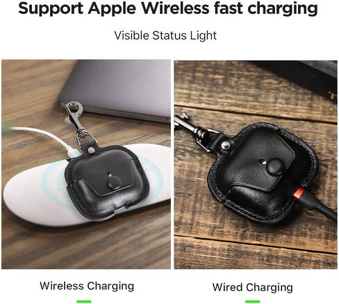 حافظة جلدية أصلية للجيل الثالث من AirPods 2021، حقيبة سفر محمولة من جلد البقر من Hiram Crazy Horse لأجهزة Airpods 3rd Gen، حافظات سماعات الرأس لحقيبة شحن AirPods من الجيل الثالث (بني) in Kuwait