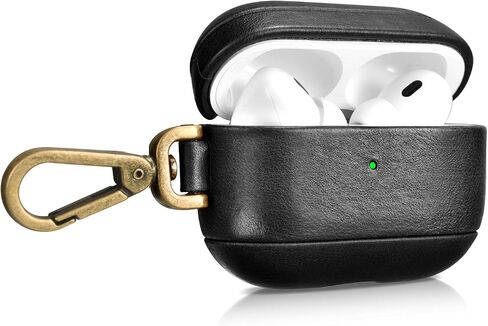 ICARER AirPod Pro 2 Case, Premium Genuine Leather Portable Case for AirPod Pro 2nd Generation (Black) in Saudi Arabia