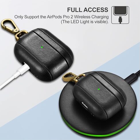 ICARER AirPod Pro 2 Case, Premium Genuine Leather Portable Case for AirPod Pro 2nd Generation (Black) in Saudi Arabia