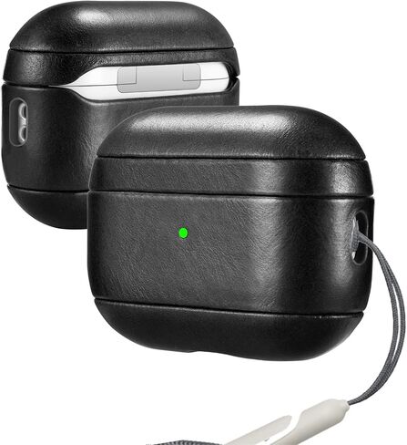 ICARER AirPod Pro 2 Case, Premium Genuine Leather Portable Case for AirPod Pro 2nd Generation (Black) in Saudi Arabia