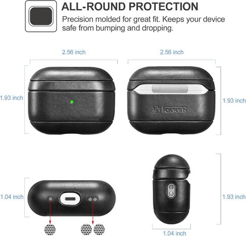 ICARER AirPod Pro 2 Case, Premium Genuine Leather Portable Case for AirPod Pro 2nd Generation (Black) in Saudi Arabia