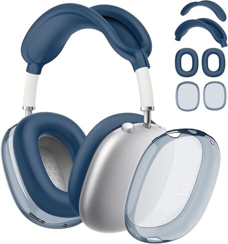 مجموعة 4 في 1 لسماعات Apple AirPods Max، غطاء أذن شفاف ناعم من مادة TPU وغطاء وسادة أذن من السيليكون / غطاء عصابة رأس لـ AirPods Max، حافظة إكسسوارات من السيليكون لـ AirPods Max (أخضر) in Kuwait