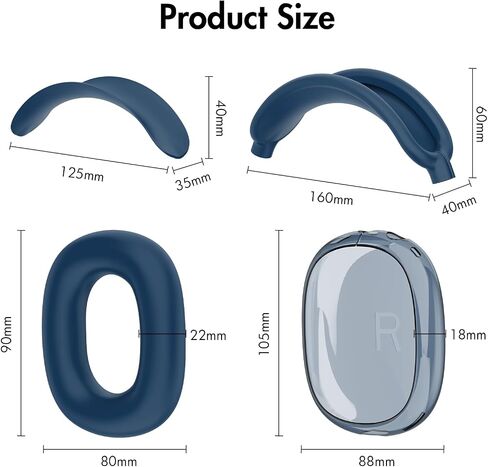 مجموعة 4 في 1 لسماعات Apple AirPods Max، غطاء أذن شفاف ناعم من مادة TPU وغطاء وسادة أذن من السيليكون / غطاء عصابة رأس لـ AirPods Max، حافظة إكسسوارات من السيليكون لـ AirPods Max (أخضر) in Kuwait