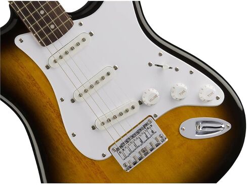 Squier Bullet Stratocaster HT SSS Electric Guitar, Brown Sunburst, Laurel Fingerboard & Professional Series Instrument Cable, Straight/Straight, Black, 10ft in Saudi Arabia