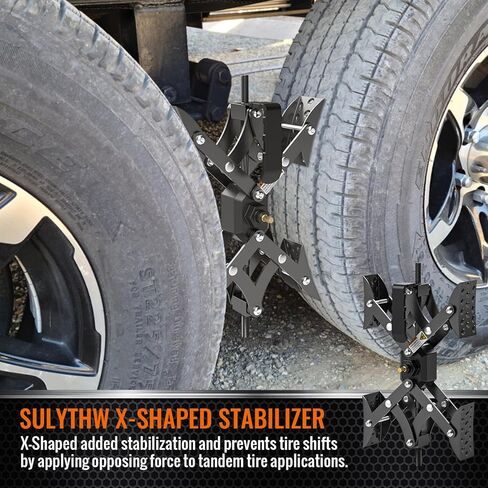 موانع عجلات على شكل X لمقطورة السفر، تسمح بضبط المثقاب، مثبتات RV X chocks، مصد عجلة العربة لمقطورات السفر، ملحقات RV، مفتاح ربط قابل للتعديل 3 بوصة - 11.5 بوصة (قطعتان) أسود in Kuwait