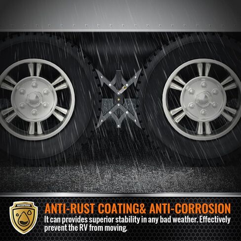 موانع عجلات على شكل X لمقطورة السفر، تسمح بضبط المثقاب، مثبتات RV X chocks، مصد عجلة العربة لمقطورات السفر، ملحقات RV، مفتاح ربط قابل للتعديل 3 بوصة - 11.5 بوصة (قطعتان) أسود in Kuwait