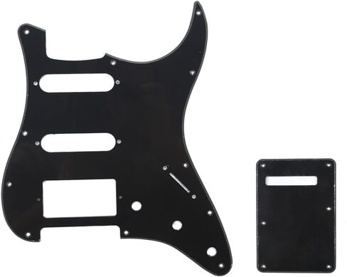 Musiclily HSS 11 Holes Strat Electric Guitar Pickguard and BackPlate Set for Fender US/Mexico Made Standard Stratocaster Modern Style Guitar Parts,3Ply Black in Saudi Arabia