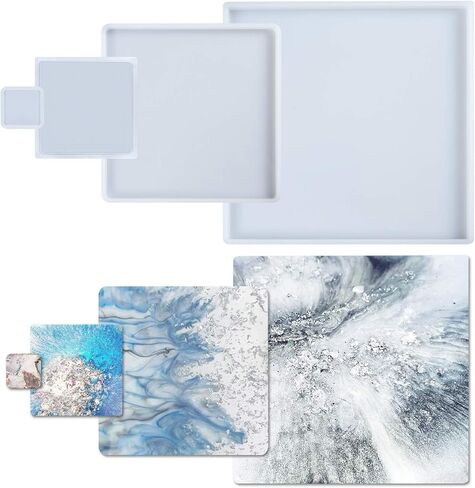 Square Coaster Epoxy Resin Silicone Molds for Concrete Cement Plaster Polymer Clay 4-Pack Extra Large in Saudi Arabia