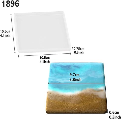 Square Coaster Epoxy Resin Silicone Molds for Concrete Cement Plaster Polymer Clay 4-Pack Extra Large in Saudi Arabia