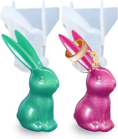 Rabbit Candle Silicone Molds, 2PCS Bunny Chocolate Cake Fondant Decor Mold, 3D Cute Bunny Candle Mold, Rabbit Easter Silicone Molds for Epoxy Resin Soap Wax Craft Home Decor Supplies in Kuwait