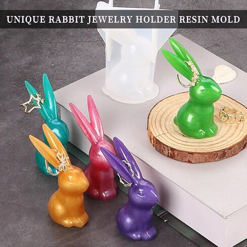 Rabbit Candle Silicone Molds, 2PCS Bunny Chocolate Cake Fondant Decor Mold, 3D Cute Bunny Candle Mold, Rabbit Easter Silicone Molds for Epoxy Resin Soap Wax Craft Home Decor Supplies in Kuwait