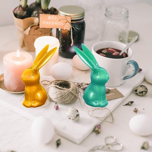 Rabbit Candle Silicone Molds, 2PCS Bunny Chocolate Cake Fondant Decor Mold, 3D Cute Bunny Candle Mold, Rabbit Easter Silicone Molds for Epoxy Resin Soap Wax Craft Home Decor Supplies in Kuwait