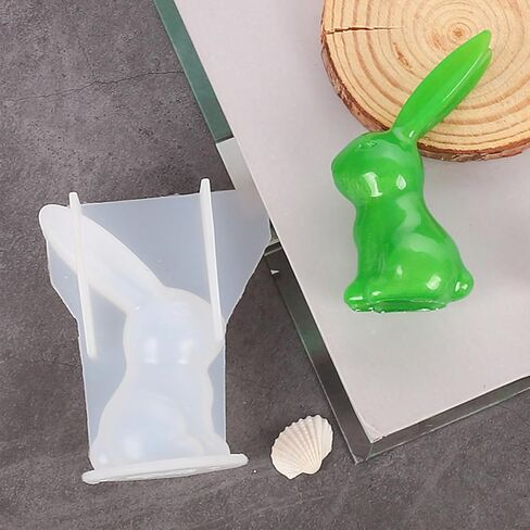 Rabbit Candle Silicone Molds, 2PCS Bunny Chocolate Cake Fondant Decor Mold, 3D Cute Bunny Candle Mold, Rabbit Easter Silicone Molds for Epoxy Resin Soap Wax Craft Home Decor Supplies in Kuwait