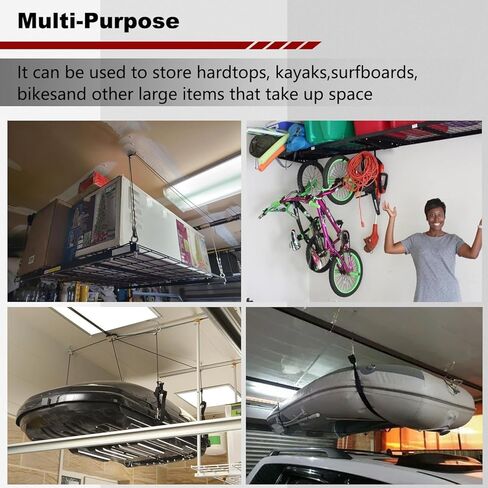 Overhead Garage Storage Lift, Heavy-duty Ceiling Mounted Garage Storage Lift System for Organization - Supports 8-16ft Ceilings, 300lbs Weight, Compatible Bronco, Wrangler (Deck Not Includ) in Kuwait