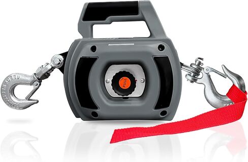 FITHOIST ونش الحفر المحمول 1000 رطل، ونش يعمل بالحفر مع حبل سلك فولاذي من سبائك 40 قدمًا، ونش تحذير يدوي للرفع والسحب والمناولة والمقطورة (أحمر) in Kuwait