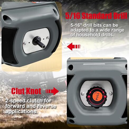 FITHOIST ونش الحفر المحمول 1000 رطل، ونش يعمل بالحفر مع حبل سلك فولاذي من سبائك 40 قدمًا، ونش تحذير يدوي للرفع والسحب والمناولة والمقطورة (أحمر) in Kuwait