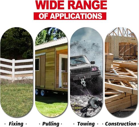 FITHOIST ونش الحفر المحمول 1000 رطل، ونش يعمل بالحفر مع حبل سلك فولاذي من سبائك 40 قدمًا، ونش تحذير يدوي للرفع والسحب والمناولة والمقطورة (أحمر) in Kuwait