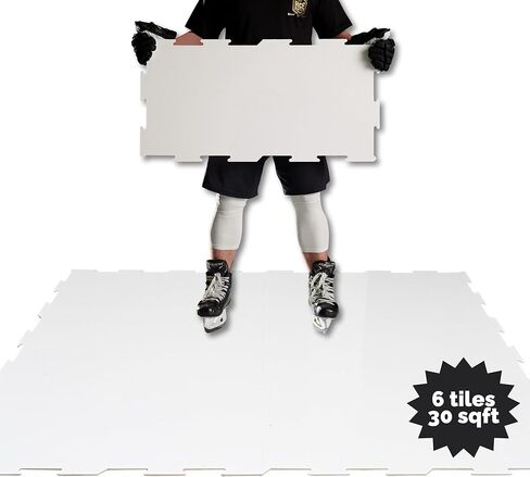 بلاط الثلج الاصطناعي من ACE HOCKEY - يحاكي الجليد الحقيقي - منصة تدريب هوكي الأراضي الجافة للرماية والتزلج والتمرير وممارسات التعامل مع العصي - قابلة للتزلج ومتينة ومزدوجة الجوانب in Kuwait