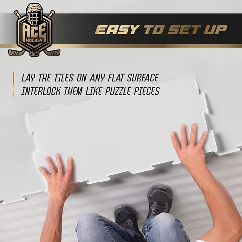 بلاط الثلج الاصطناعي من ACE HOCKEY - يحاكي الجليد الحقيقي - منصة تدريب هوكي الأراضي الجافة للرماية والتزلج والتمرير وممارسات التعامل مع العصي - قابلة للتزلج ومتينة ومزدوجة الجوانب in Kuwait