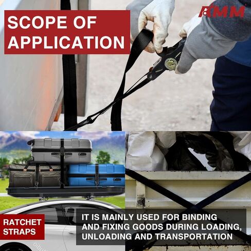 حزام ربط السقاطة من AMM (6 عبوات)، 1500 رطل مضمونة لقوة الكسر القصوى، 4 قطع من أربطة السقاطة الممتازة بطول 15 قدمًا مع مقابض مبطنة، قطعتان من أشرطة الرموش بطول 12 قدمًا يصل وزنها إلى 600 رطل، الأفضل للتحرك، وتأمين البضائع in Kuwait