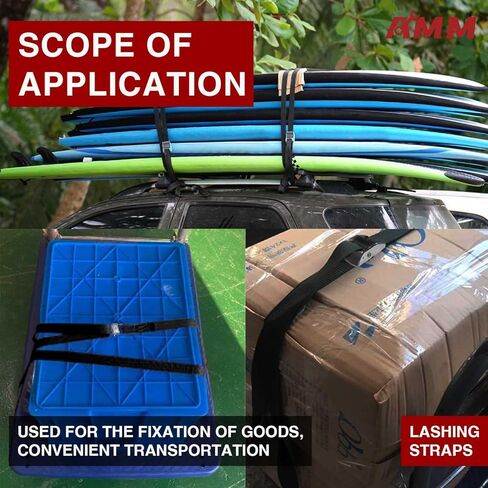 حزام ربط السقاطة من AMM (6 عبوات)، 1500 رطل مضمونة لقوة الكسر القصوى، 4 قطع من أربطة السقاطة الممتازة بطول 15 قدمًا مع مقابض مبطنة، قطعتان من أشرطة الرموش بطول 12 قدمًا يصل وزنها إلى 600 رطل، الأفضل للتحرك، وتأمين البضائع in Kuwait