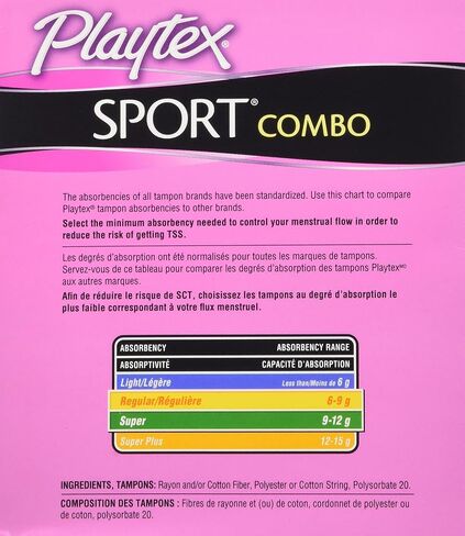 Playtex Sport Combo Pack with Regular and Super Tampons and Liners - 48 Count in Saudi Arabia