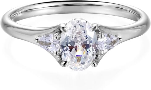 مويسانيتي خواتم الخطبة للنساء قطع بيضاوي 18 قيراط مطلية بالذهب الأبيض S925 الفضة الاسترليني المرأة عصابات الزفاف D اللون VVS1 خواتم الذكرى السنوية 1CT خواتم الوعد للنساء in Kuwait