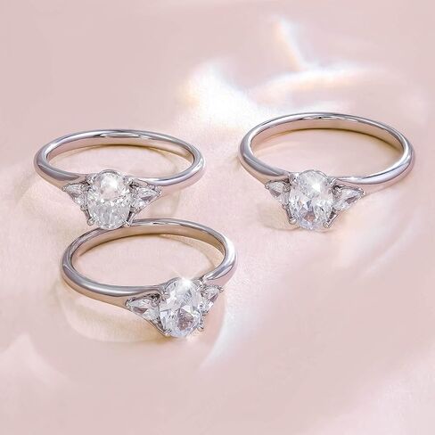 مويسانيتي خواتم الخطبة للنساء قطع بيضاوي 18 قيراط مطلية بالذهب الأبيض S925 الفضة الاسترليني المرأة عصابات الزفاف D اللون VVS1 خواتم الذكرى السنوية 1CT خواتم الوعد للنساء in Kuwait