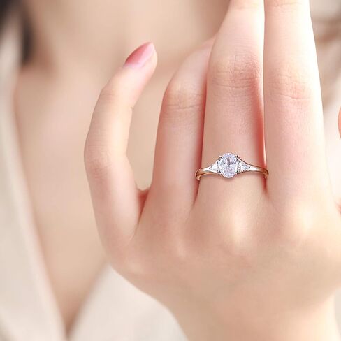 مويسانيتي خواتم الخطبة للنساء قطع بيضاوي 18 قيراط مطلية بالذهب الأبيض S925 الفضة الاسترليني المرأة عصابات الزفاف D اللون VVS1 خواتم الذكرى السنوية 1CT خواتم الوعد للنساء in Kuwait