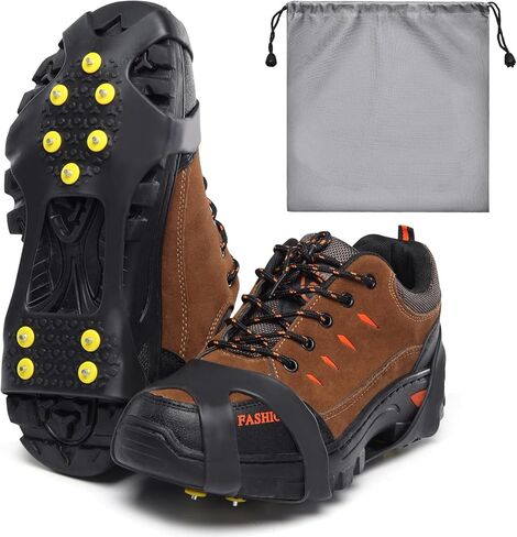 حذاء LACE INN ذو مقابض ثلج للمشي على الثلج والجليد، 20 مسمارًا فولاذيًا سهل الارتداء (زوج واحد) in Kuwait