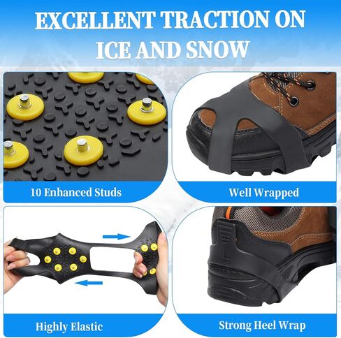 حذاء LACE INN ذو مقابض ثلج للمشي على الثلج والجليد، 20 مسمارًا فولاذيًا سهل الارتداء (زوج واحد) in Kuwait