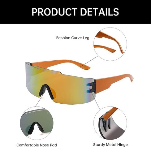 YAMEIZE قطعة واحدة ملفوفة حول النظارات الشمسية - بدون إطار درع مستقبلي للحماية من الأشعة فوق البنفسجية نظارات شمسية رياضية للنساء والرجال in Kuwait