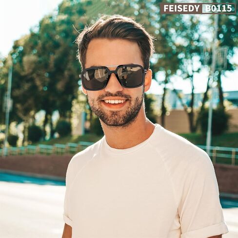 FEISEDY Vintage Square Flat Aviator Sunglasses Women Men 70s Classic Retro Stylish Frame UV400 Sunglasses B0115 in Saudi Arabia
