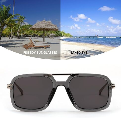 FEISEDY Vintage Square Flat Aviator Sunglasses Women Men 70s Classic Retro Stylish Frame UV400 Sunglasses B0115 in Saudi Arabia