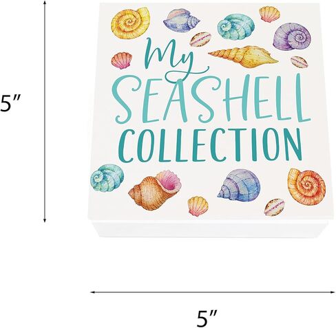 P. Graham Dunn My Seashell Collection صندوق مجوهرات خشبي ملون مقاس 5 × 5 MDF باللون الأبيض البحري والملون in Saudi Arabia