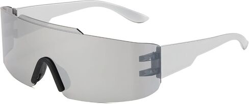 YAMEIZE One Piece Wrap Around Sunglasses - Rimless Futuristic Shield UV Protection Sport Sun Glasses for Women Men in Saudi Arabia