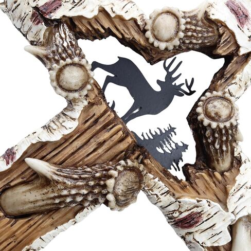 Needzo Rustic Deer Antler Cross with Silhouette, Unique Wall Decor for Cabin or Farmhouse, Keepsake Gifts for Men, 8 x 1 x 12.75 Inches in Saudi Arabia