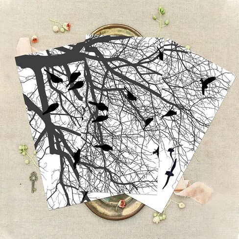 GLOBLELAND 3Pcs Branches and Birds Theme Decor Transfers 6x12inch Furniture Transfer Stickers Rub on Transfer Stickers Wall Art Decals for Bedroom Living Room Desk Table Decoration in Saudi Arabia