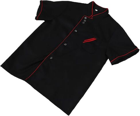Unisex Short Sleeve Chef 6 Buttons Chef Coat Uniform Chef Coat Shirt Chef Coat Men for Service Restaurant (Black) in Saudi Arabia