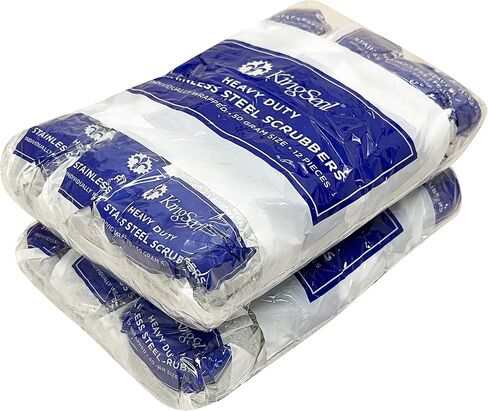 KingSeal Stainless Steel Scrubbers, Scrub Pads, Heavy Duty, 50 gram Weight, Individually Wrapped - 1 Pack of 12 Scrubbers in Kuwait